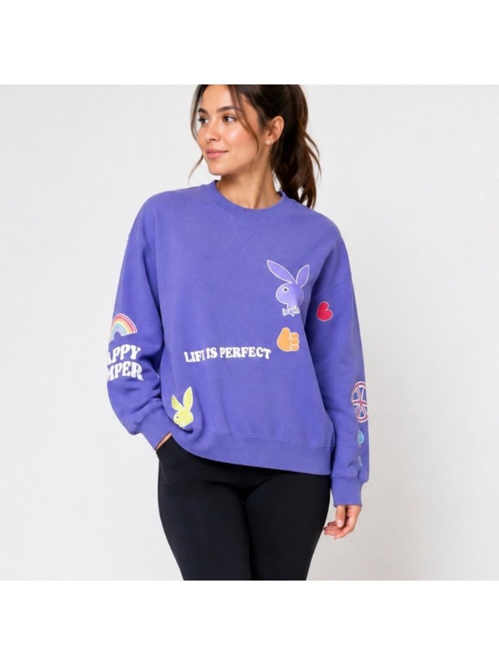 Playboy By PacSun Purple Women’s Graphic Sweatshirt LongSleeve Size Small